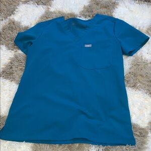 Figs Caribbean Blue V-Neck Scrub Top